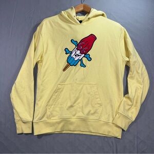 Icecream Hoodie Mens Small Yellow Rocket Pop Cartoon Graphic Pullover Sweatshirt